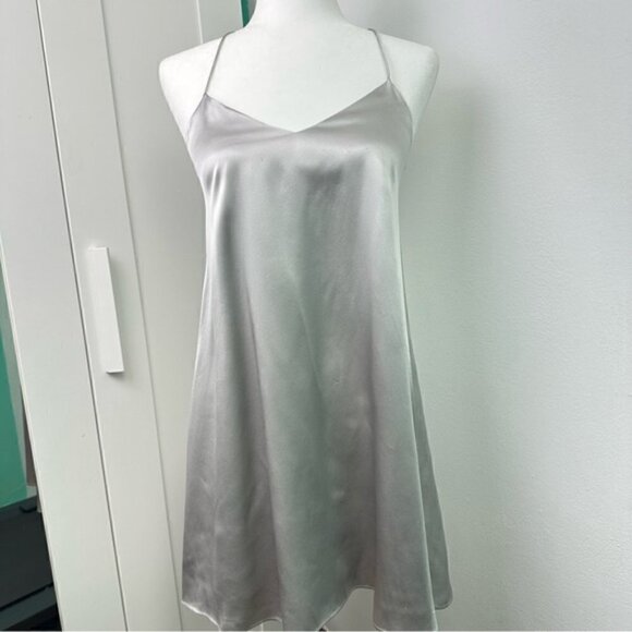 Club Monaco 100% Silk Slip Dress Racer Back Spaghetti Strap Size 00 - Picture 4 of 8